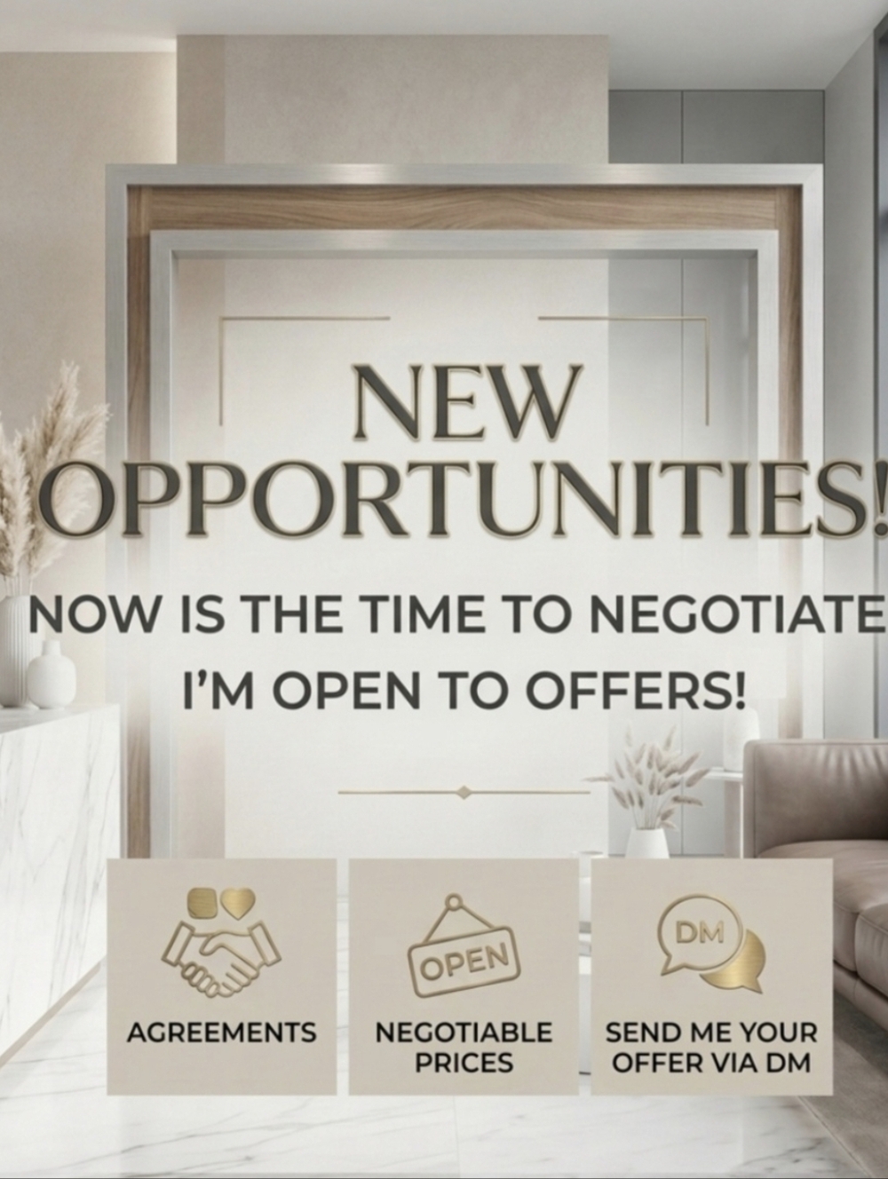 New Opportunities Neutral Beige Wall Art Print by